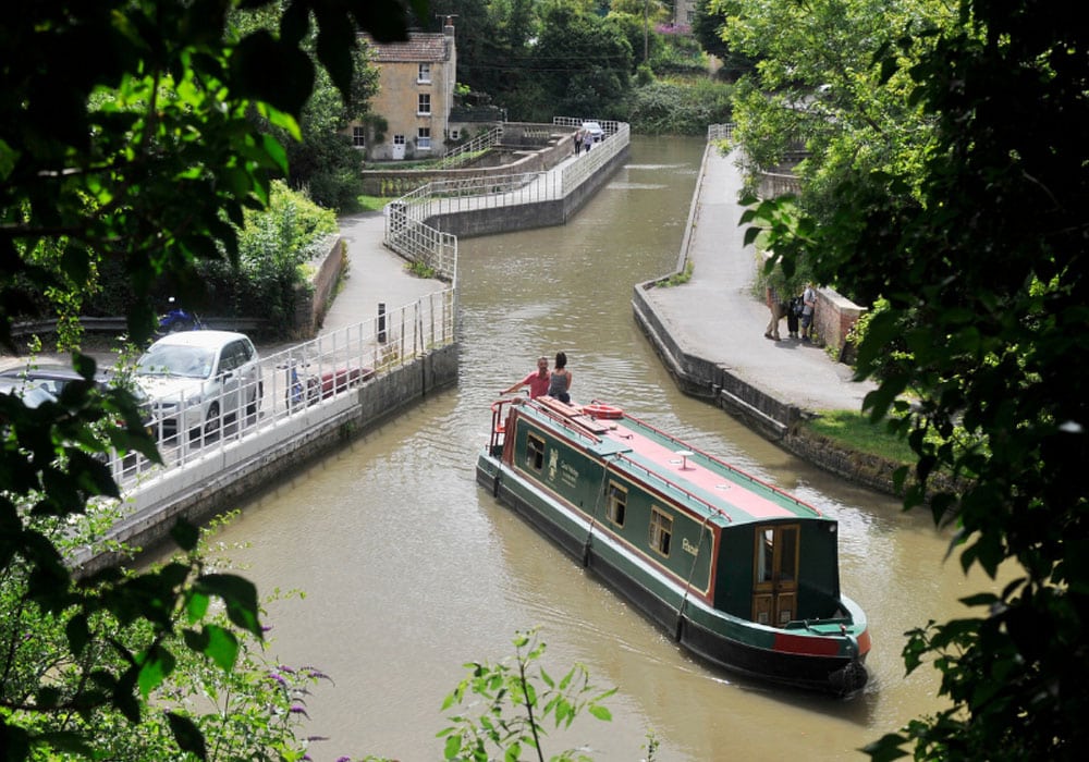 Foxcub on the Kennet and Avon by Avoncliff aqueduct
