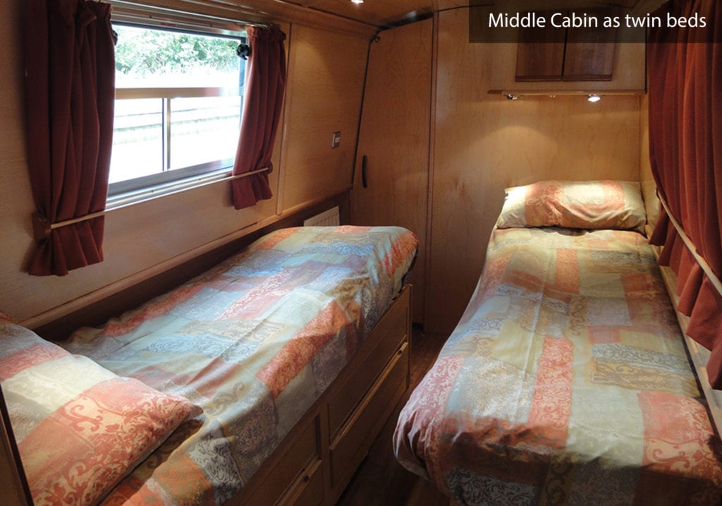 Snooty Fox Boat Page Cabin as Twins text