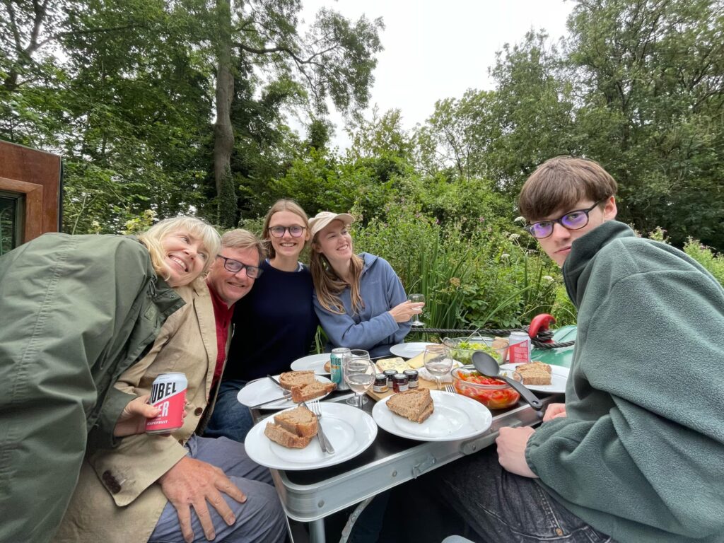 Annabel Abbs with her family on 5 star Einstein's Fox